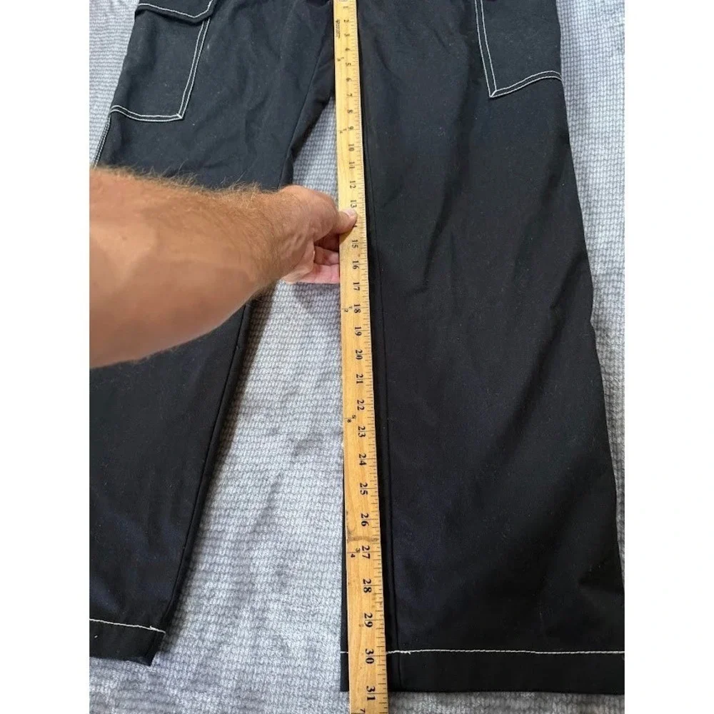 True Religion Mens Cargo Pants Black White Contrast Stitch Relaxed Fit 34X30